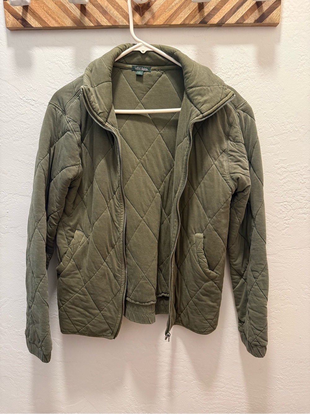 wild fable Olive Quilted Zip-Up Puffer Jacket